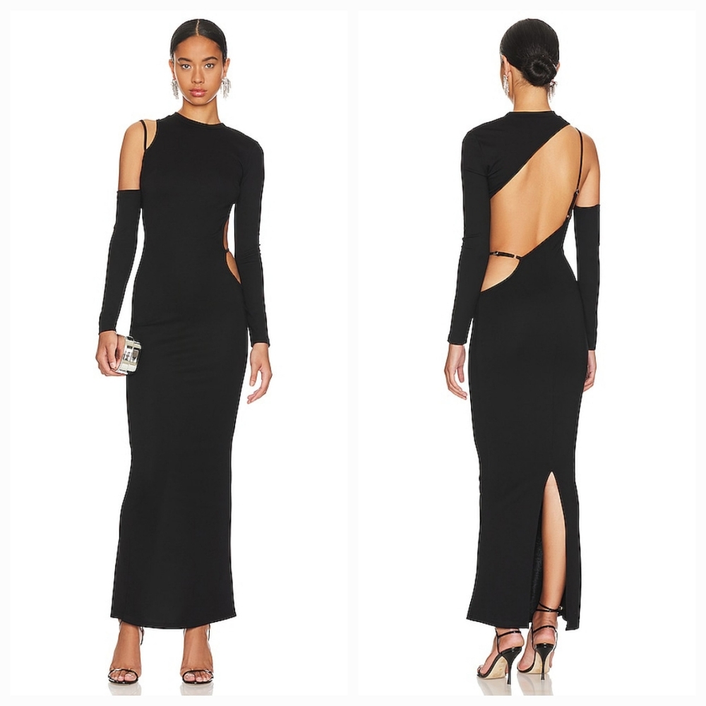 Superdown Margo Open Back Gown in Black